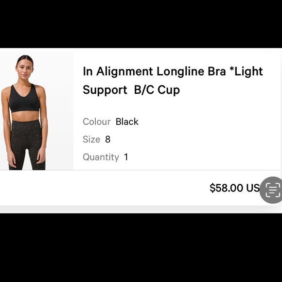 LULULEMON/In Alignment Longline Bra/B-C/cup 8 - Picture 6 of 6
